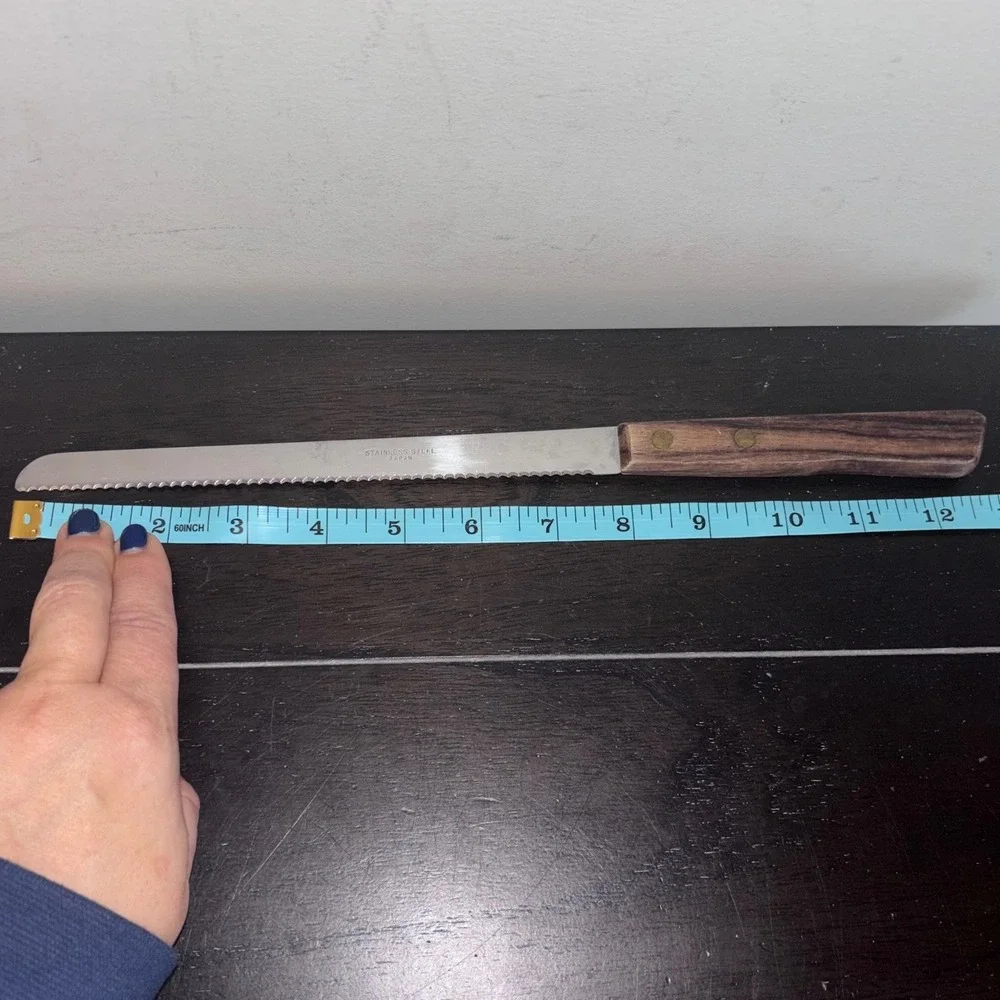 Vintage Serrated‎ Bread Knife | Stainless Steel Wooden Handle Japan Kitchen Tool